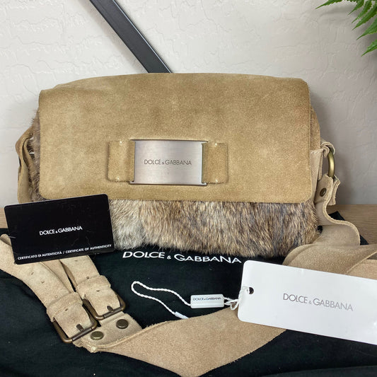Dolce & Gabbana Vintage Fur Leather Shoulder Bag