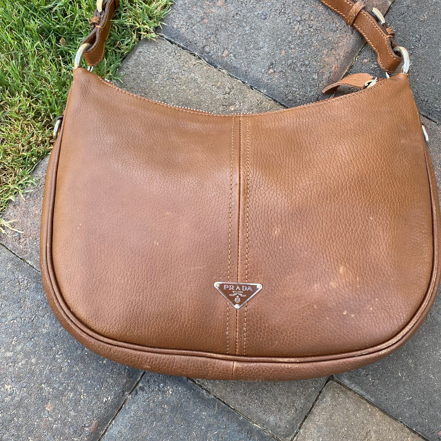 Prada Leather Hobo Shoulder Bag