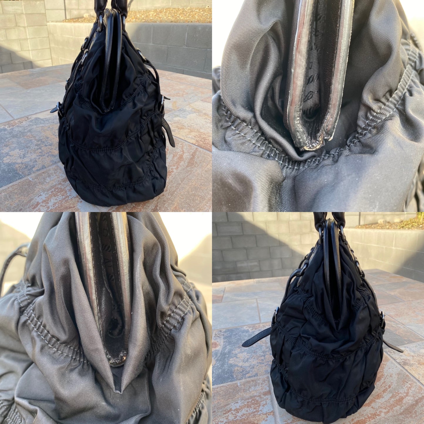 Prada Gaufre Tessuto with Leather Shoulder Bag