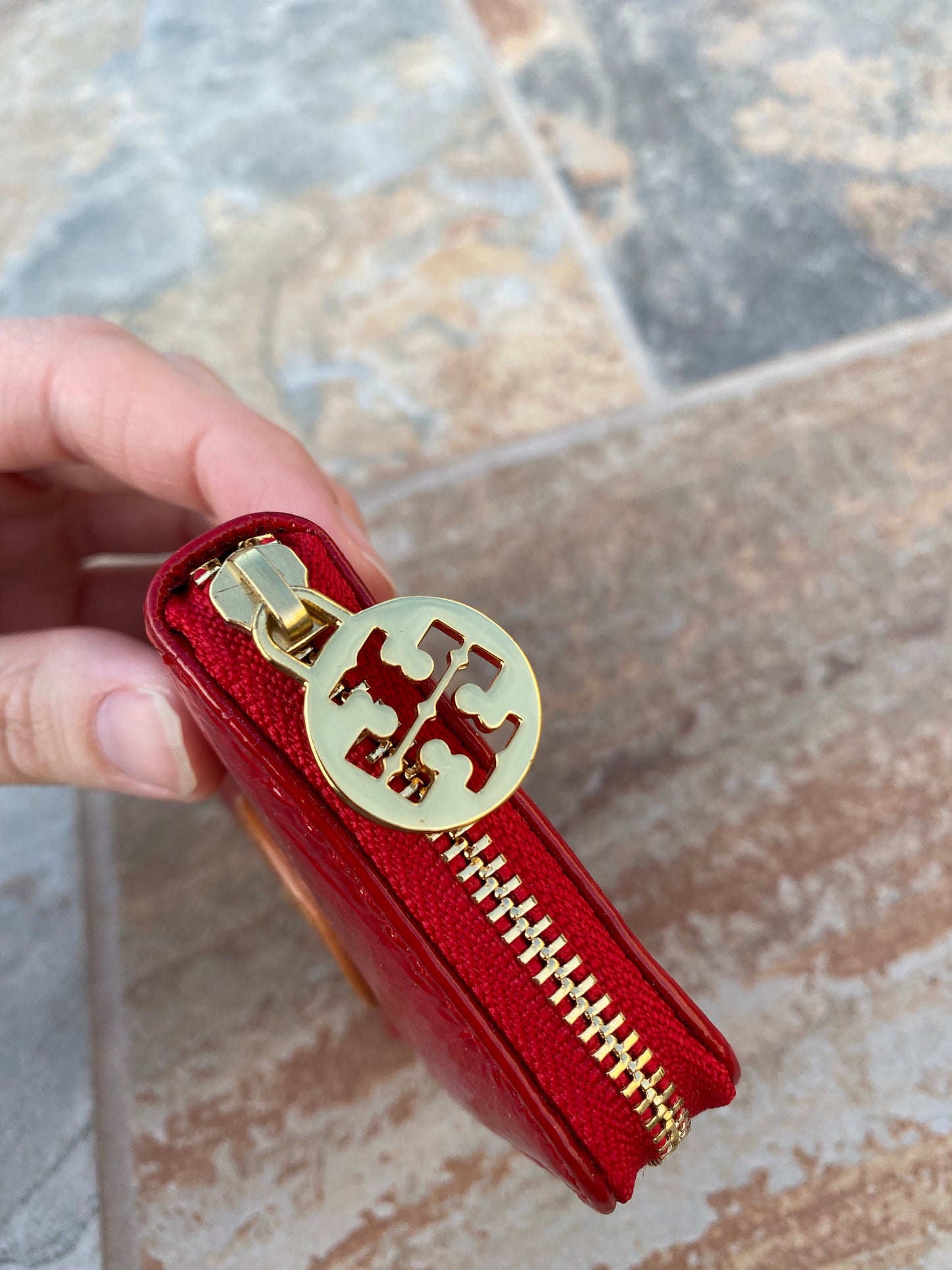 Tory Burch Patent Leather Zip Around Wallet