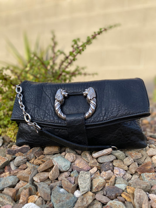Bvlgari Leoni Lion Head 2 Way Clutch Shoulder Bag