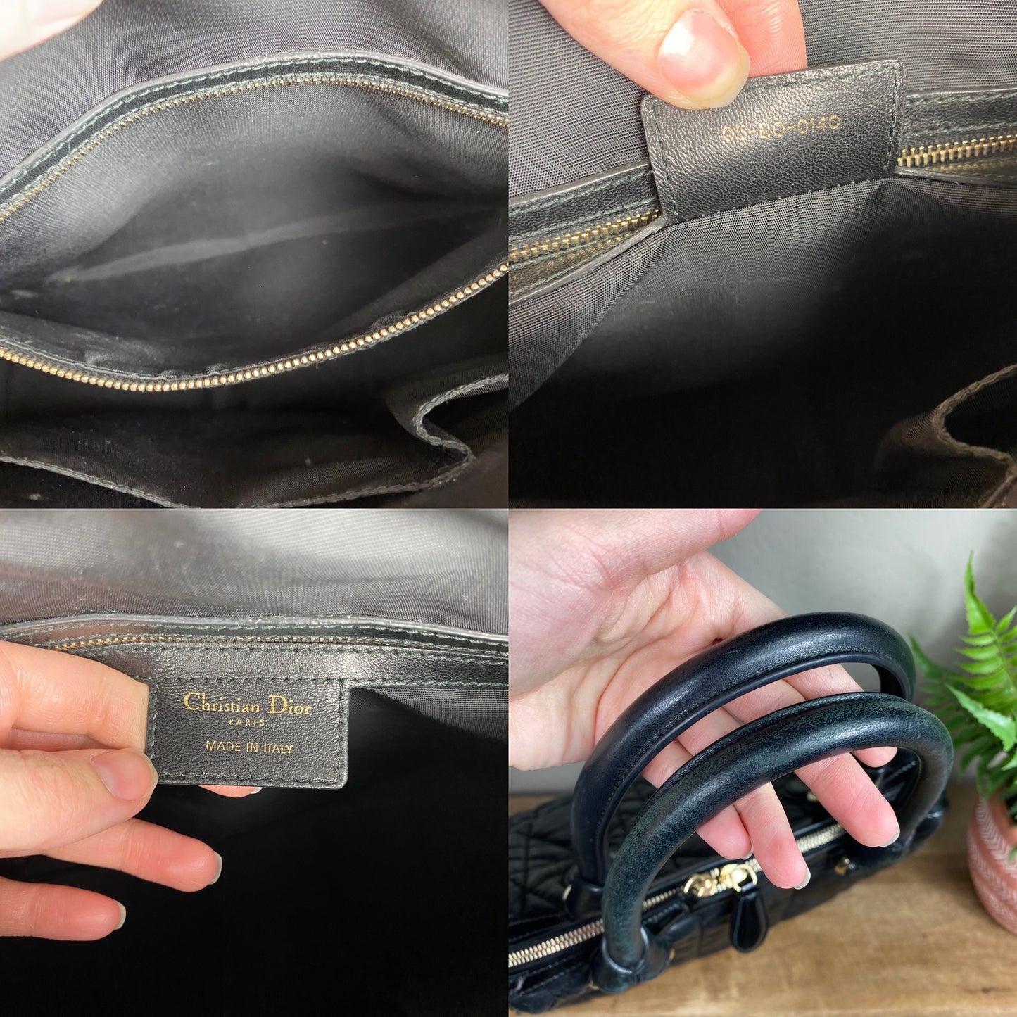 Dior Black Cannage Leather Side Pocket Satchel