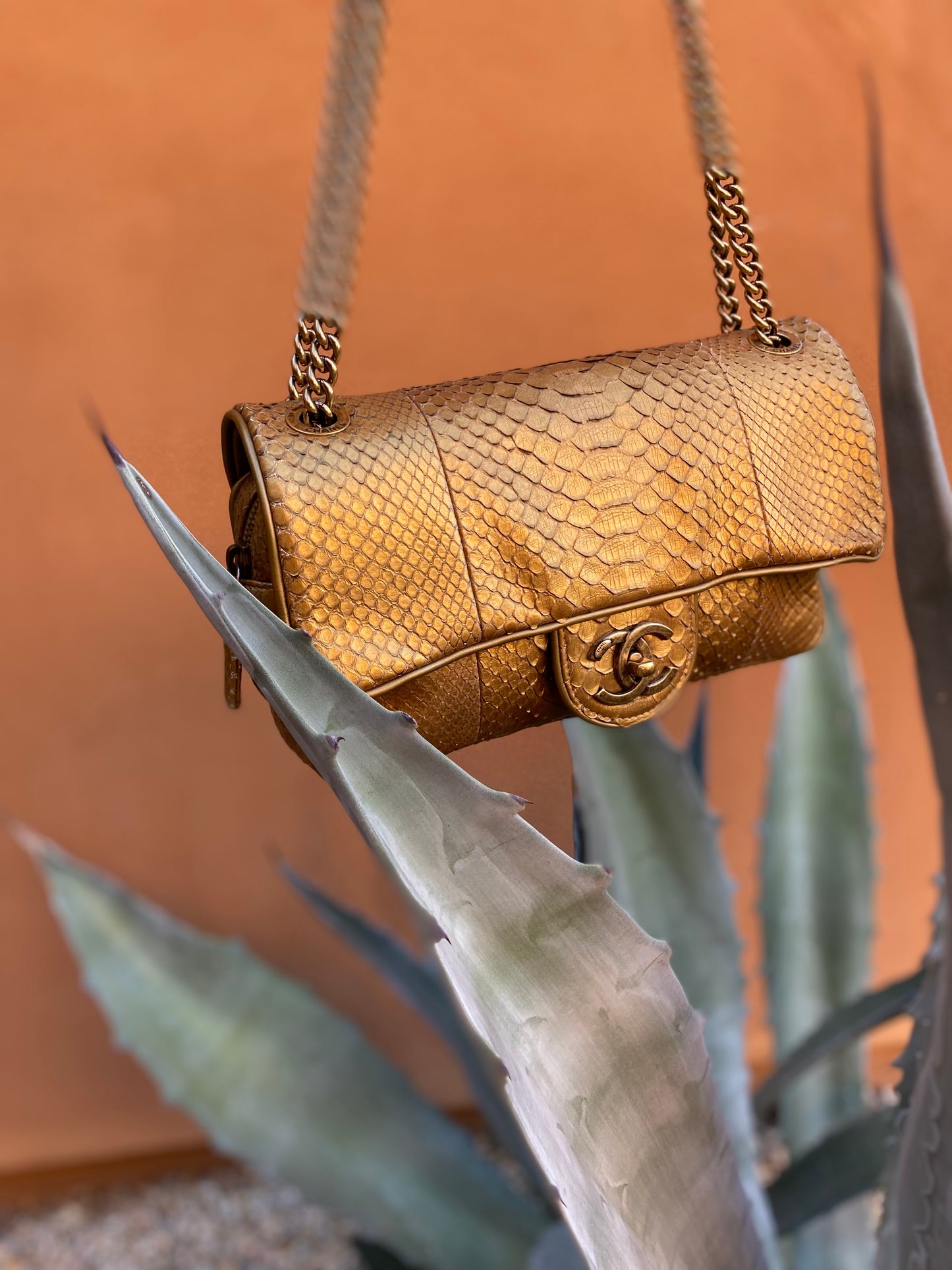 Chanel Paris-Bombay Gold Python Shiva Flap Bag