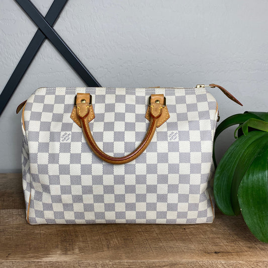 Louis Vuitton Azur Speedy 30 Satchel