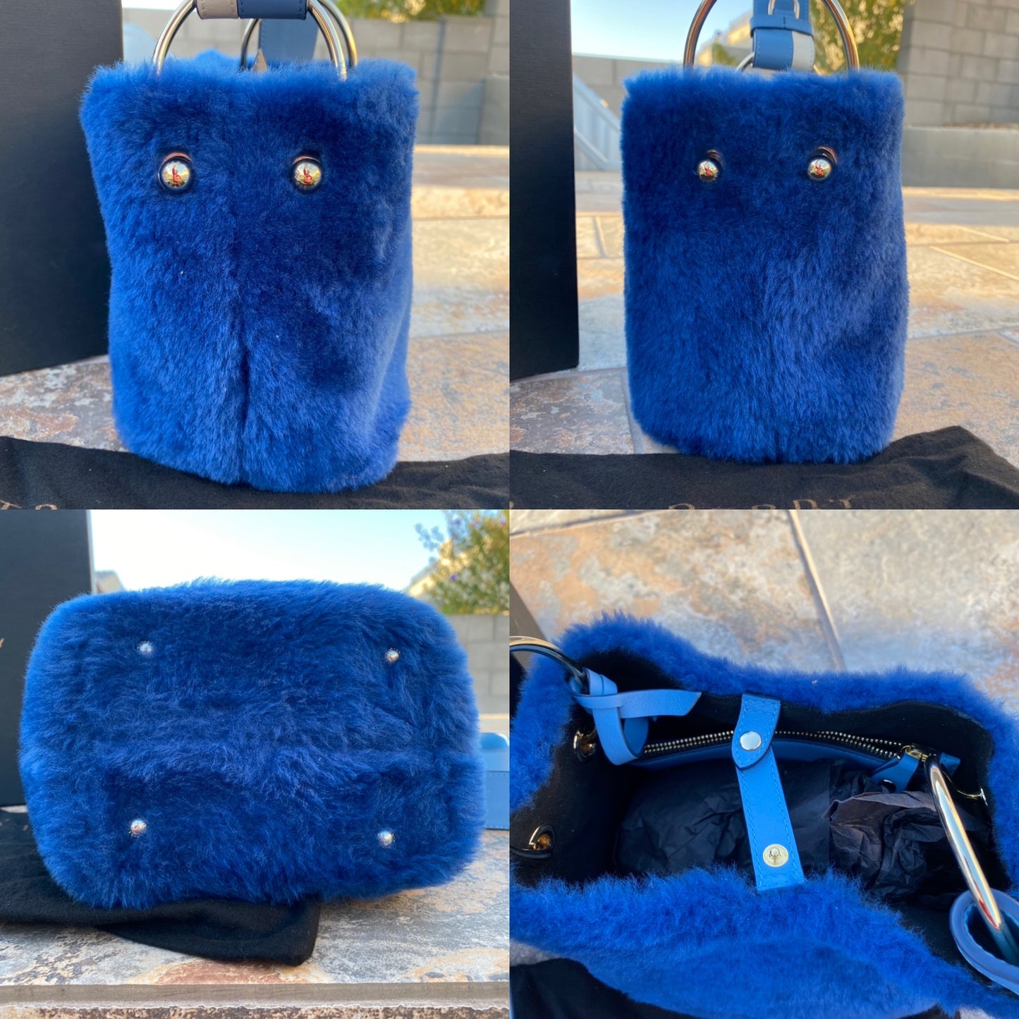 Strathberry Lana Nano Shearling Bucket Bag