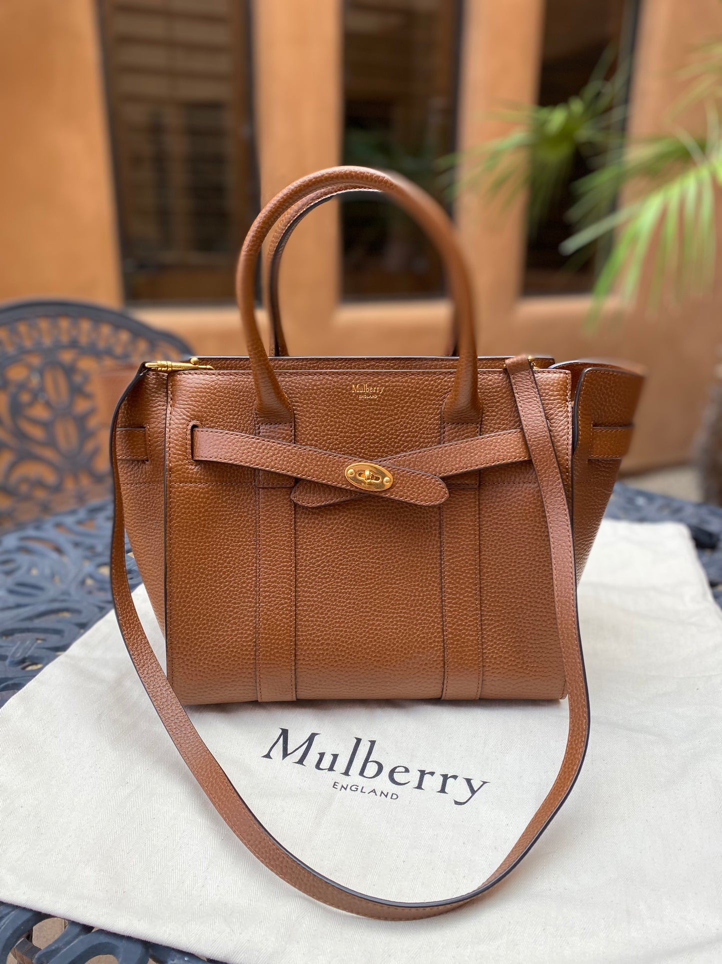 Mulberry Small Zipped Bayswater Grained Leather Tote