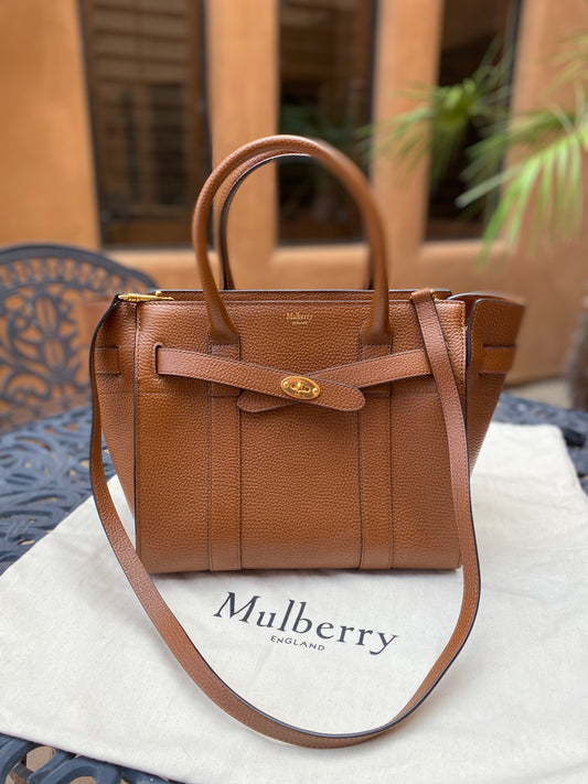 Mulberry Small Zipped Bayswater Grained Leather Tote