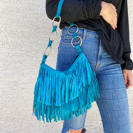 Yves Saint Laurent YSL Fringe La Boheme Leather Hobo Bag