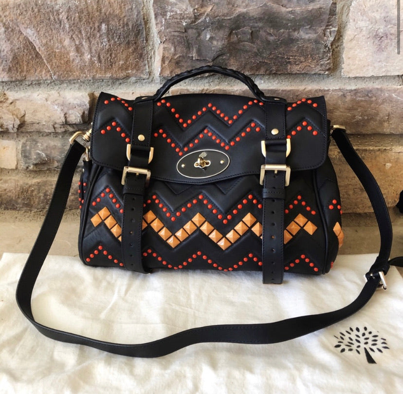 Mulberry Zig Zag Alexa Studded Embroidered Bag