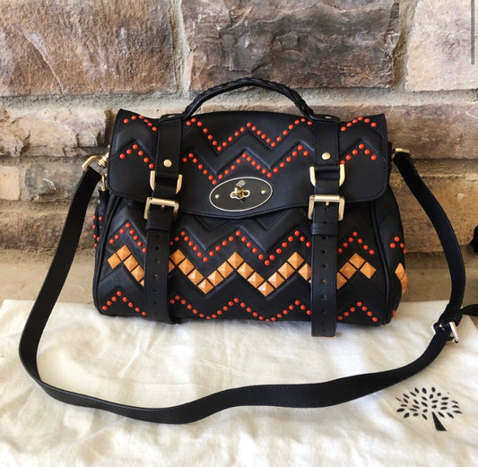 Mulberry Zig Zag Alexa Studded Embroidered Bag