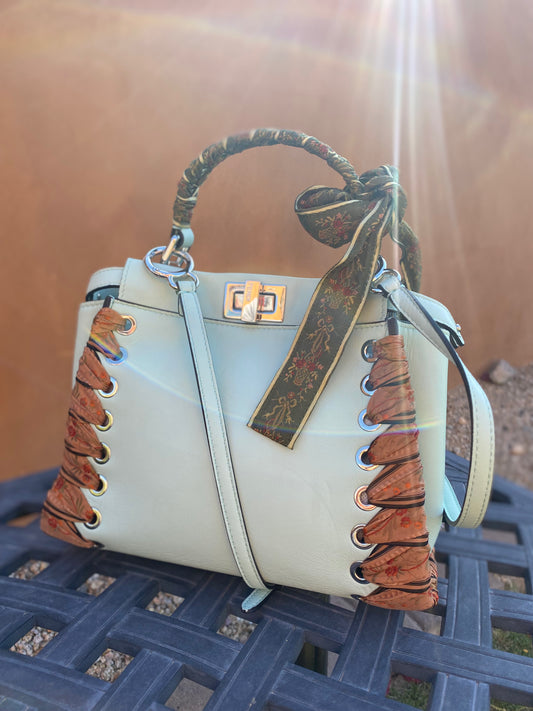 Fendi Nappa Ribbon Lace Up Peekaboo Iconic Satchel