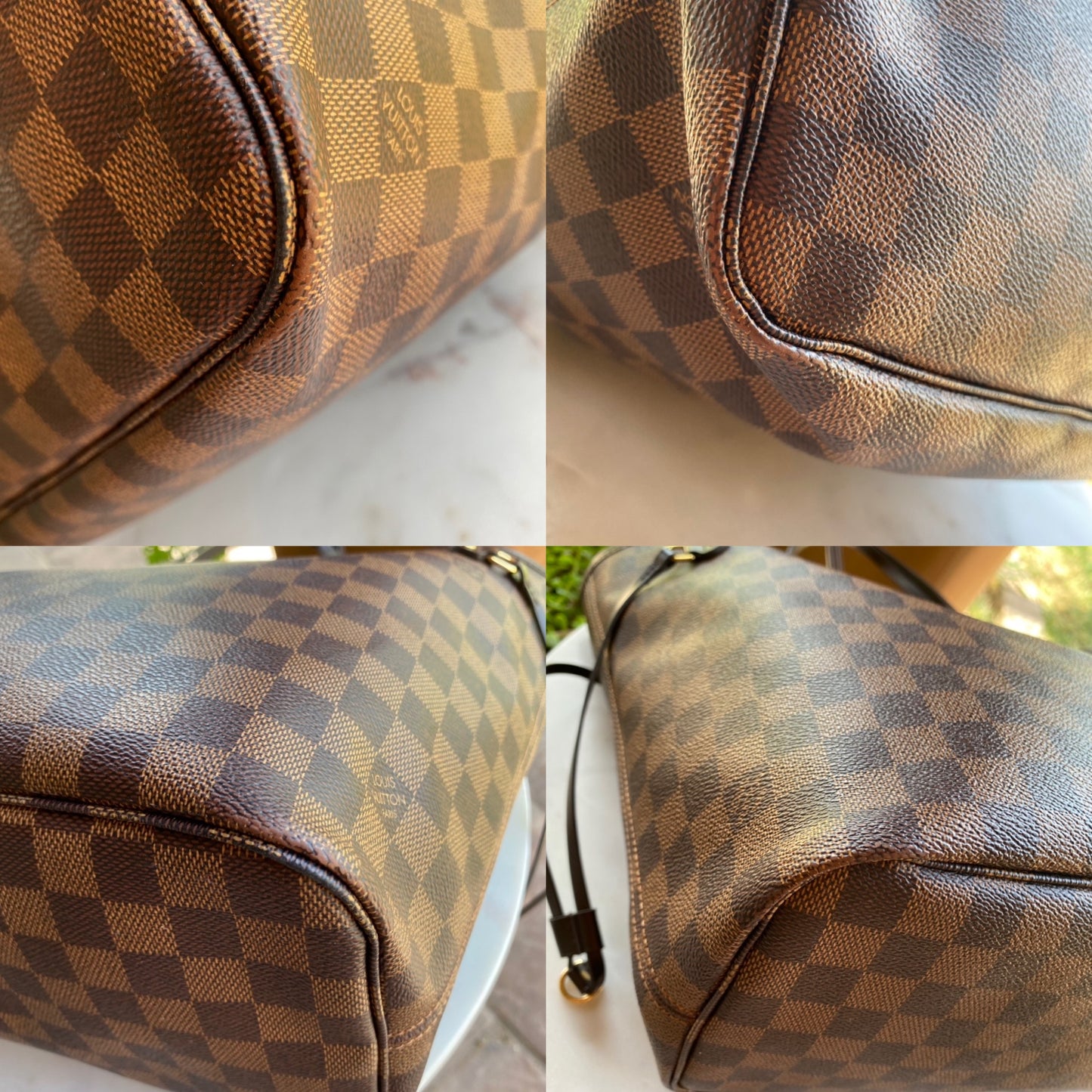 Louis Vuitton Neverfull MM Damier Ebene Tote with Pouch