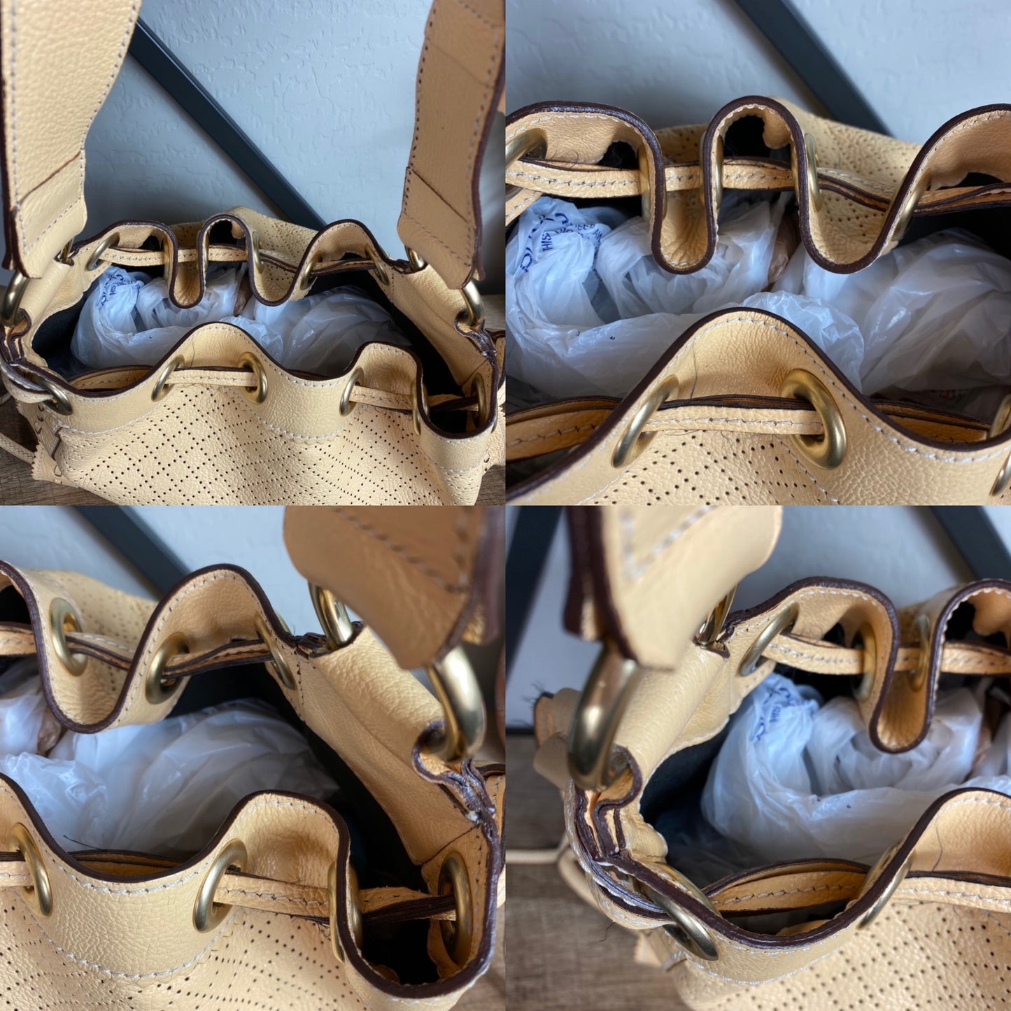 Celine Vintage Perforated Leather Bucket Bag