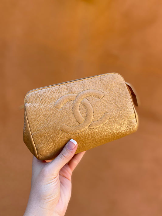 Chanel Caviar Leather Timeless CC Cosmetic Pouch