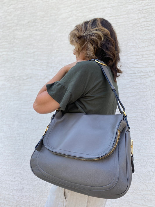 Tom Ford Grained Leather Jennifer Saddle Bag