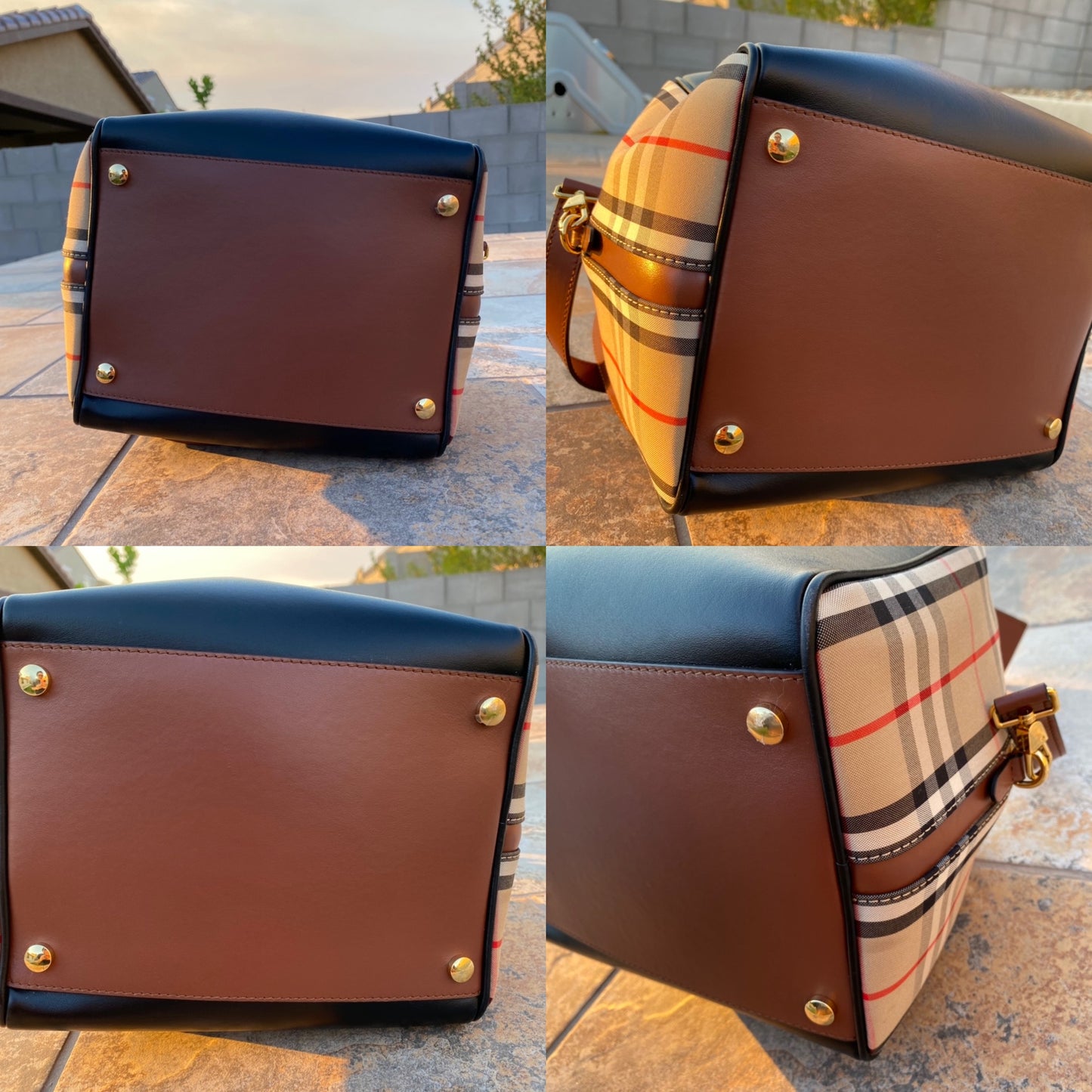 Burberry Small Leather Check Cube Bag