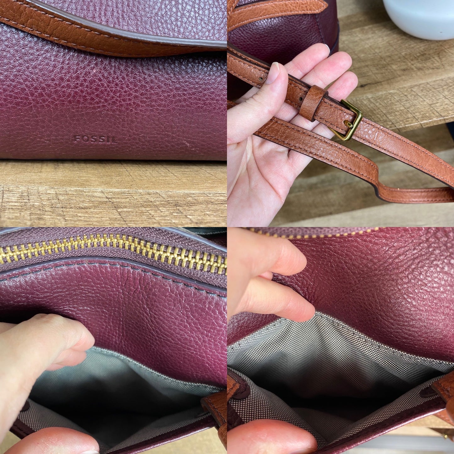 Fossil Rachel Leather Satchel Crossbody Bag