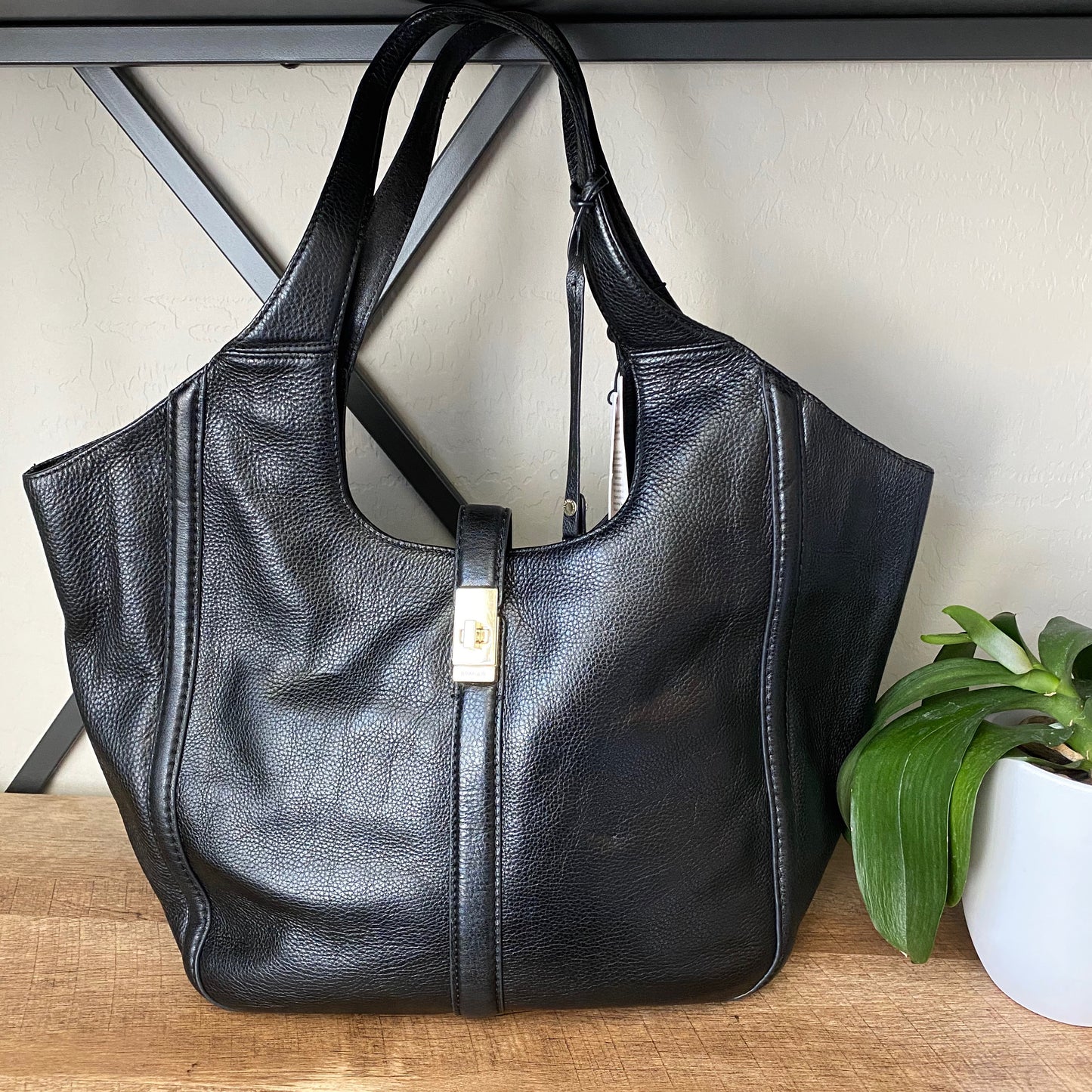 Brahmin Carla Black Newbury Leather Tote
