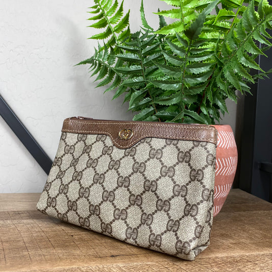 Gucci 1970s Vintage Monogram Cosmetic Pouch
