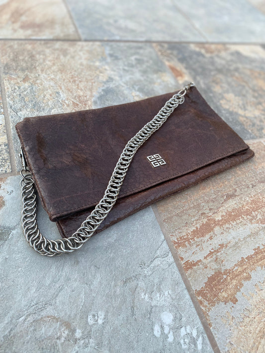 Givenchy Distressed Chain Flap Leather Shoulder Bag