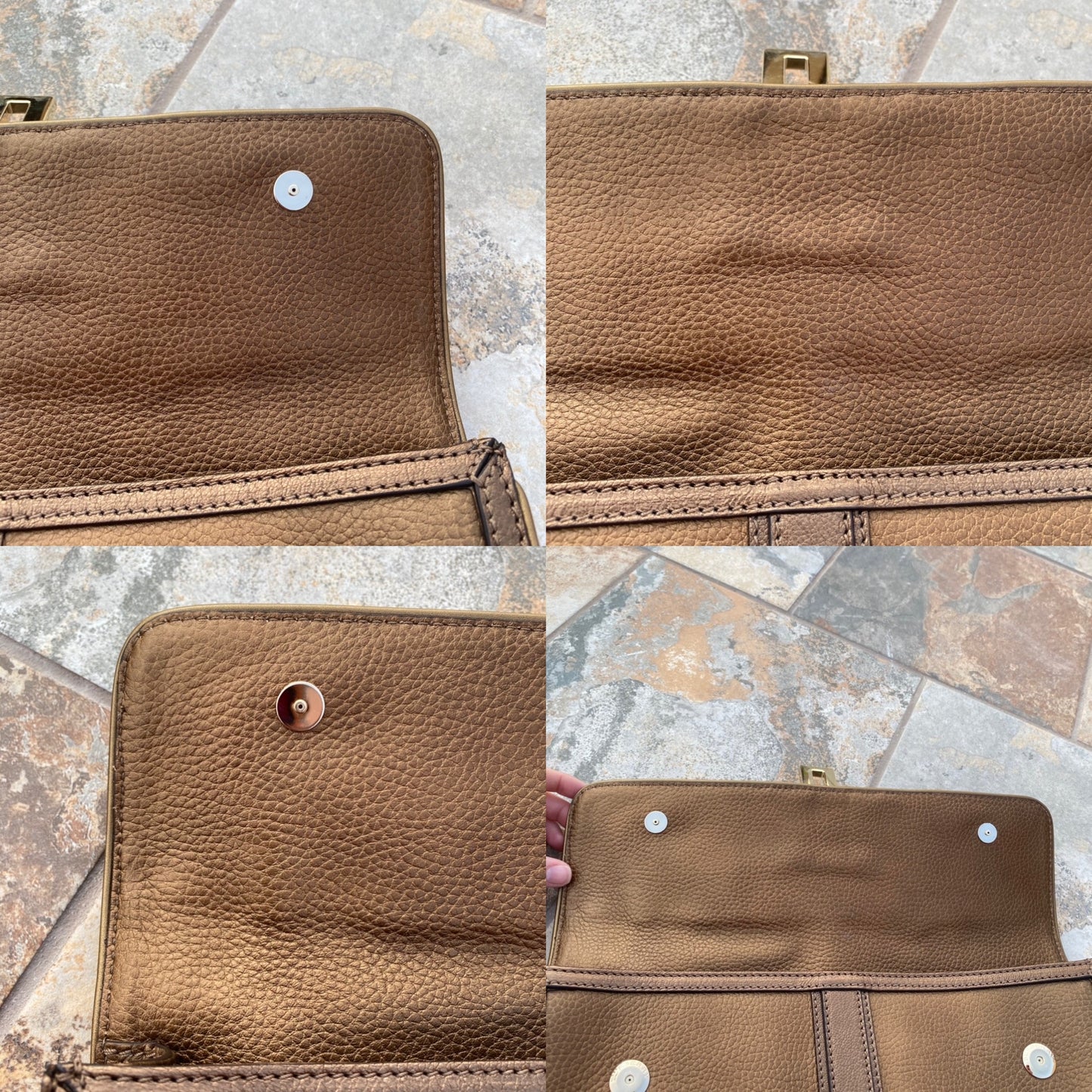 Burberry Leather Metallic Color Block Ambrose Clutch