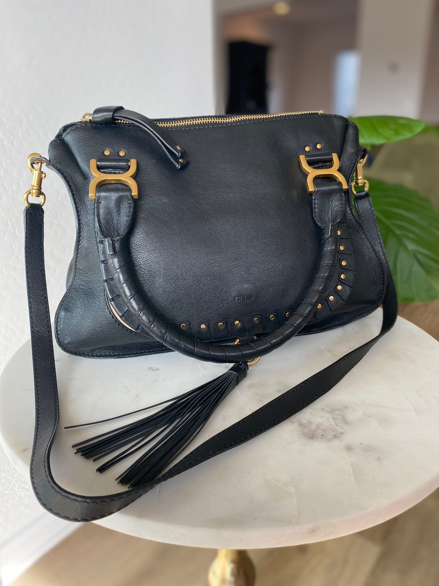 Chloé Medium Marcie Leather Tassel Shoulder Bag