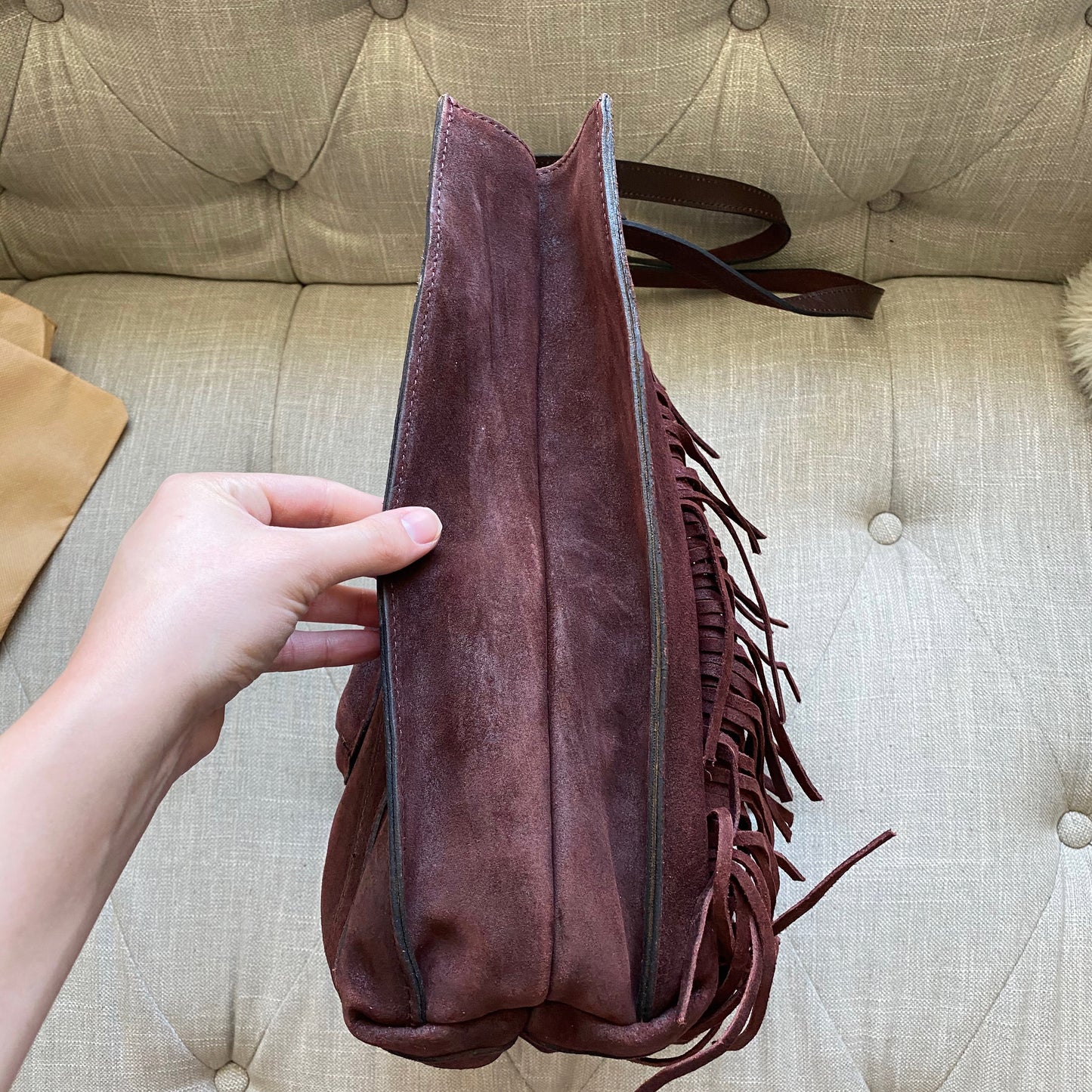 Patricia Nash Oil Burnished Suede Fringe Tote