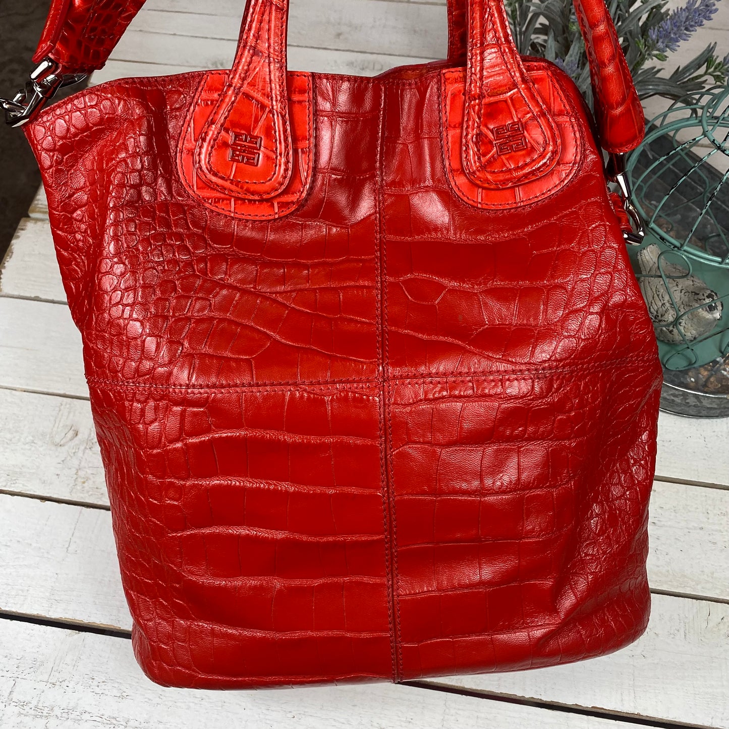 Givenchy Nightingale XL Croc Embossed Leather Tote
