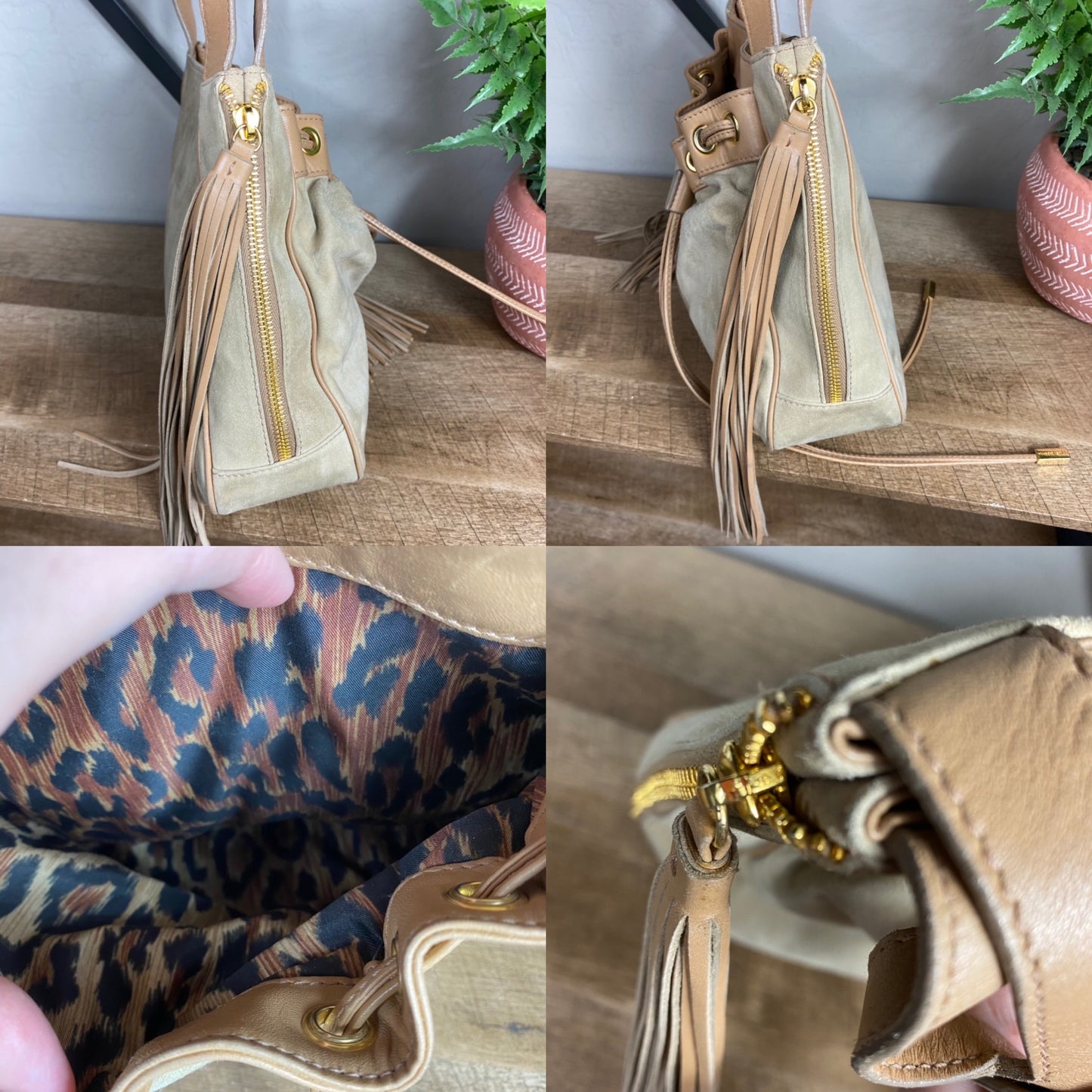 Dolce & Gabbana Suede Drawstring Tassel Bag