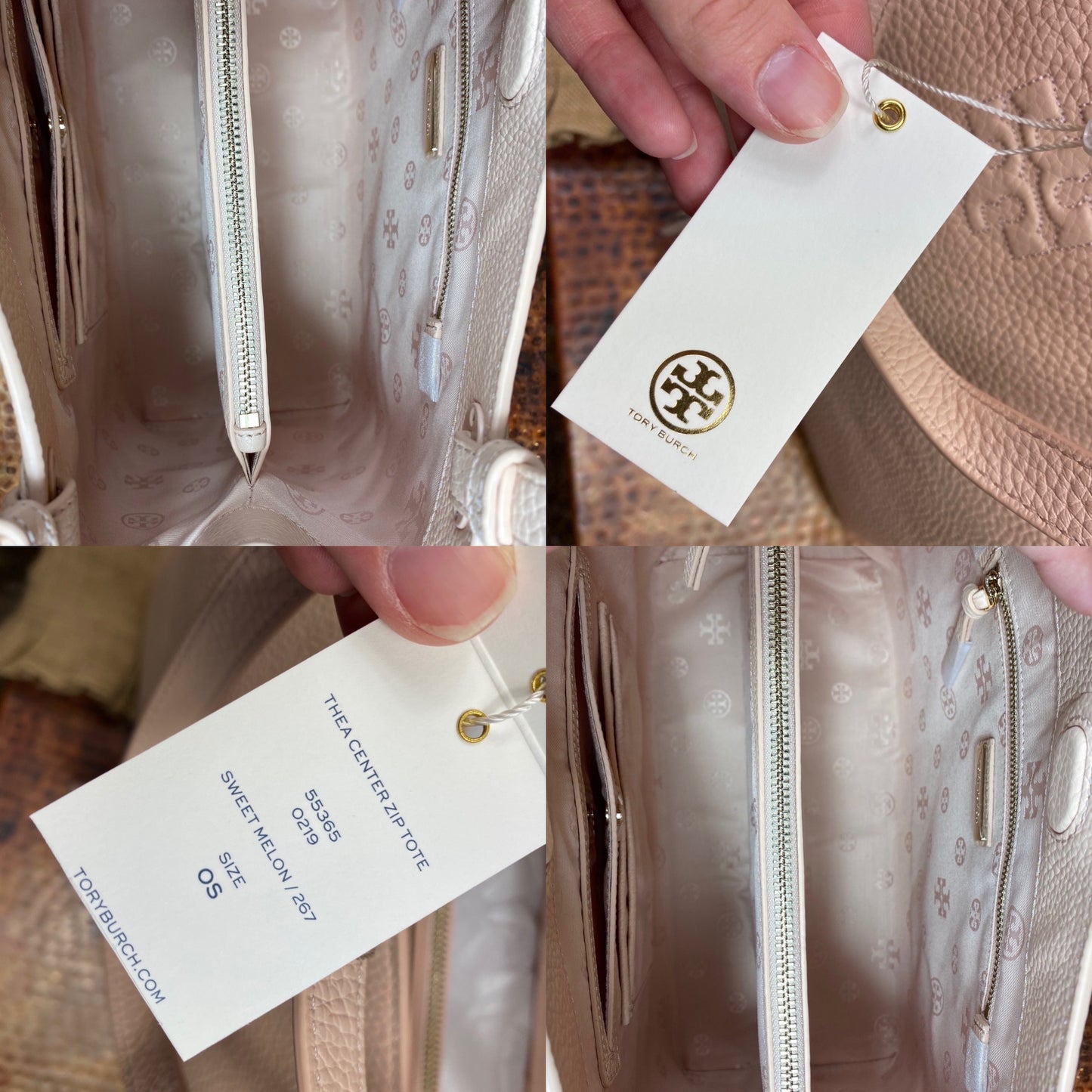 Tory Burch Thea Center Zip Leather Tote