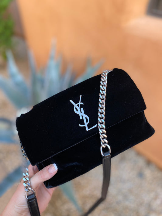 Saint Laurent Velvet West Hollywood Shoulder Bag