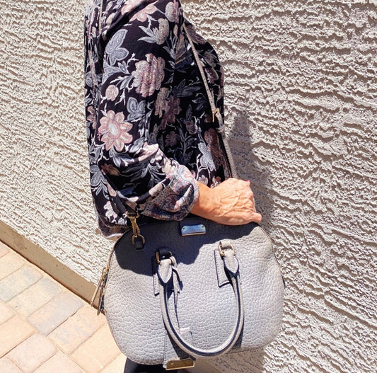 Burberry Orchard Pebbled Leather Heritage Bag