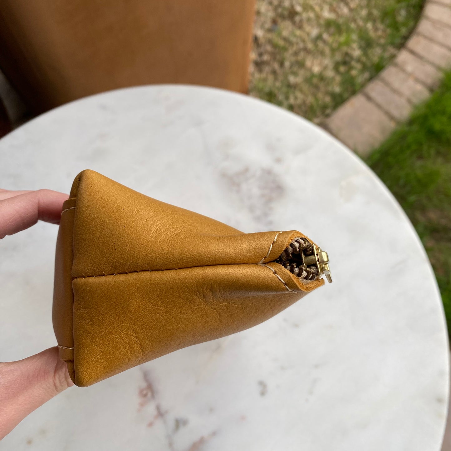Portland Leather Honeycomb Eclipse Top Zipper Cosmetic Pouch