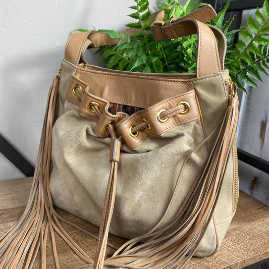 Dolce & Gabbana Suede Drawstring Tassel Bag