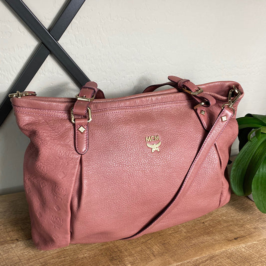 MCM Embossed Leather 2 Way Large Crossbody