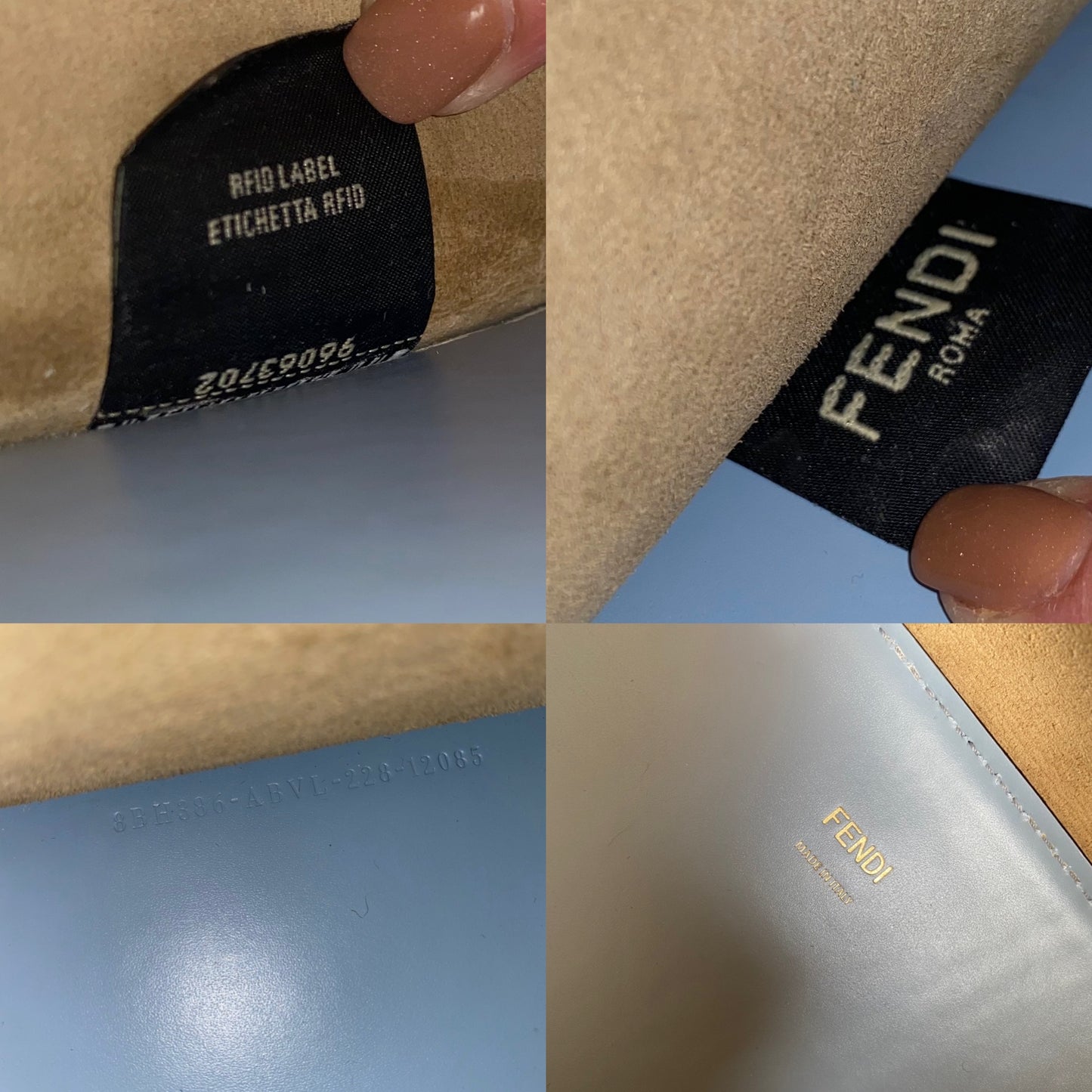 Fendi Sunshine Medium Light Blue Leather Shopper
