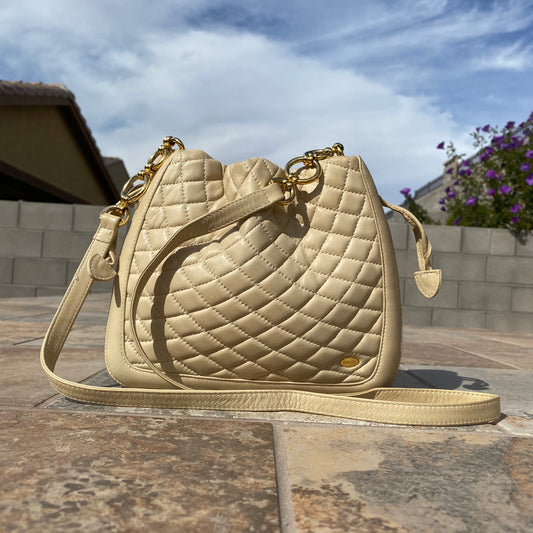 Bally Vintage Quilted Leather Drawstring Crossbody