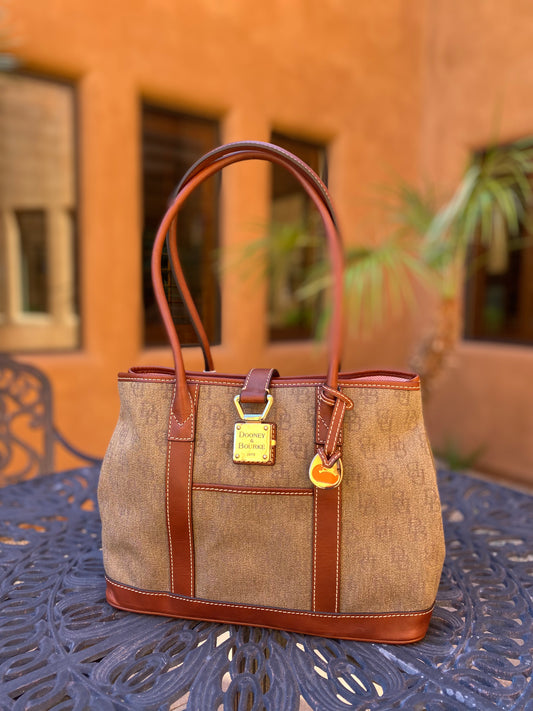 Dooney & Bourke Mushroom Canvas and Leather Shopper