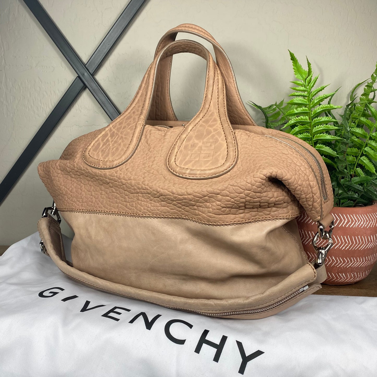 Givenchy Nightingale Two Tone Textured Satchel