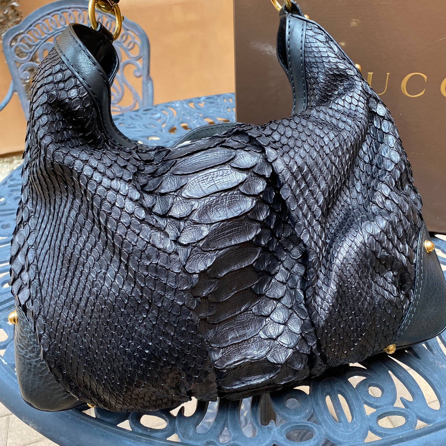 Gucci Python Jockey Large Hobo Bag