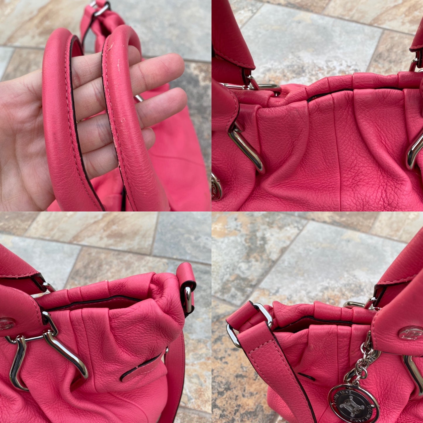 Celine Vintage Ruched Leather Shoulder Bag