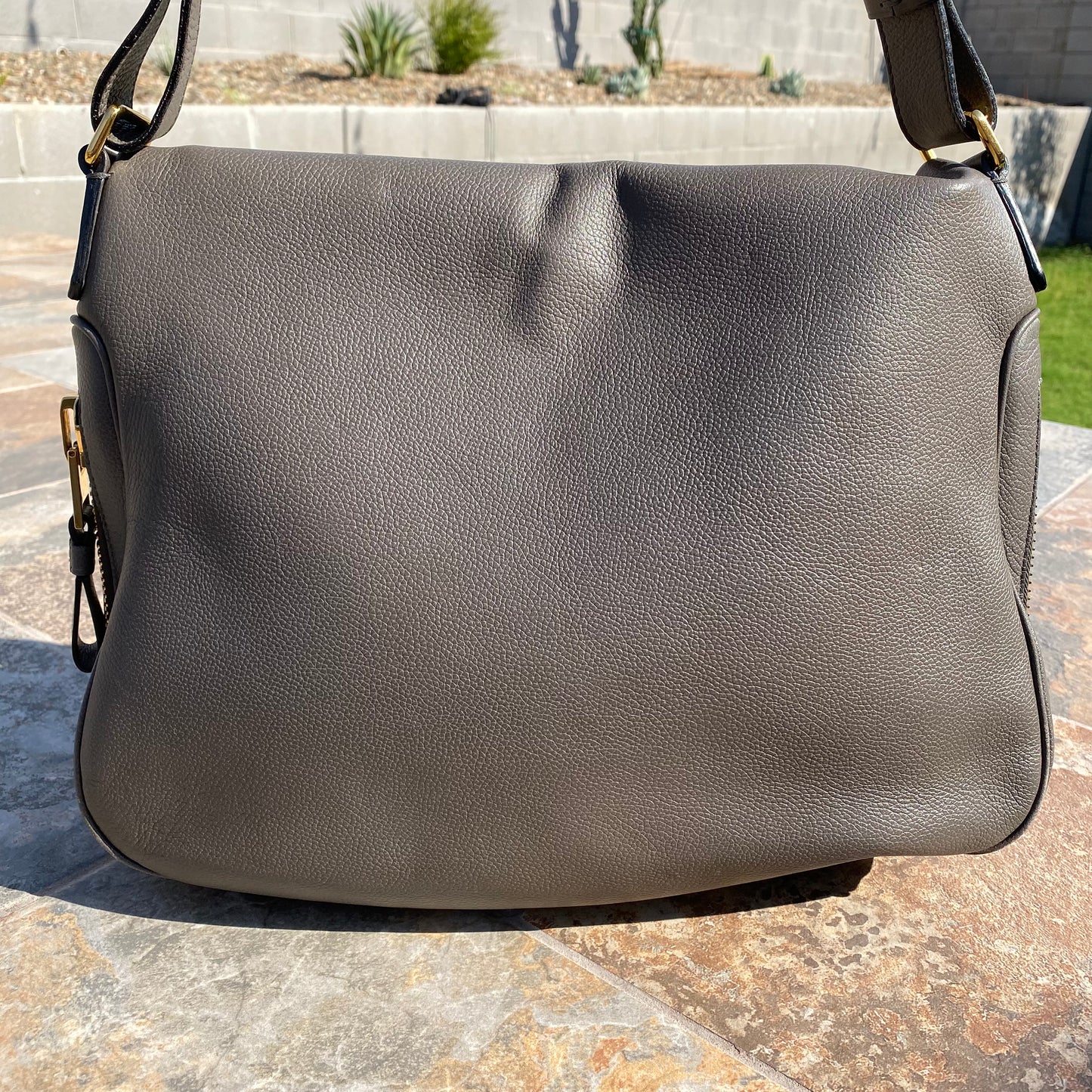 Tom Ford Grained Leather Jennifer Saddle Bag