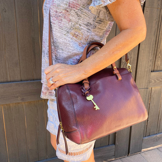 Fossil Rachel Leather Satchel Crossbody Bag