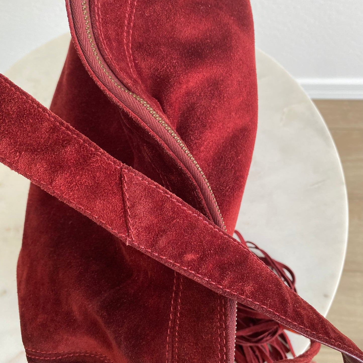 Chanel Suede Leather Tassel Hobo Shoulder Bag