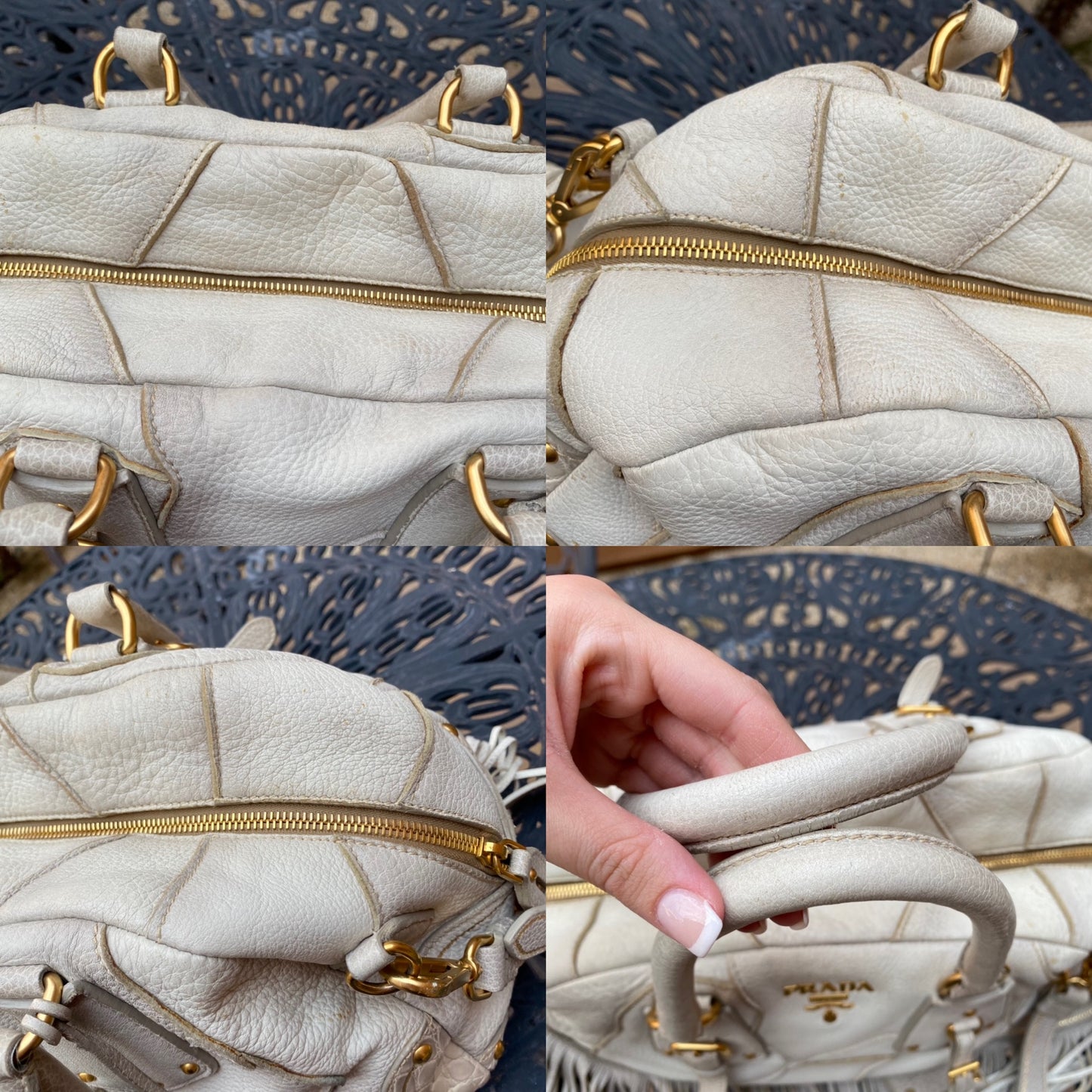 Prada Cervo Patch Deerskin Leather Fringe Satchel