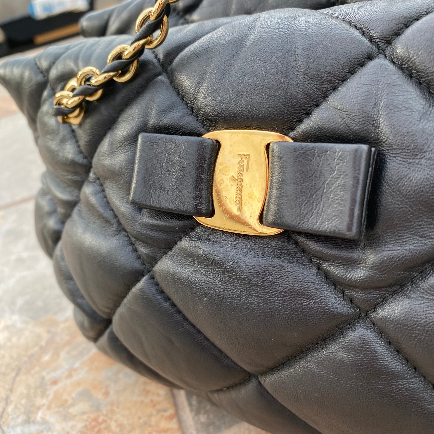 Salvatore Ferragamo Ginette Quilted Leather Shoulder Bag