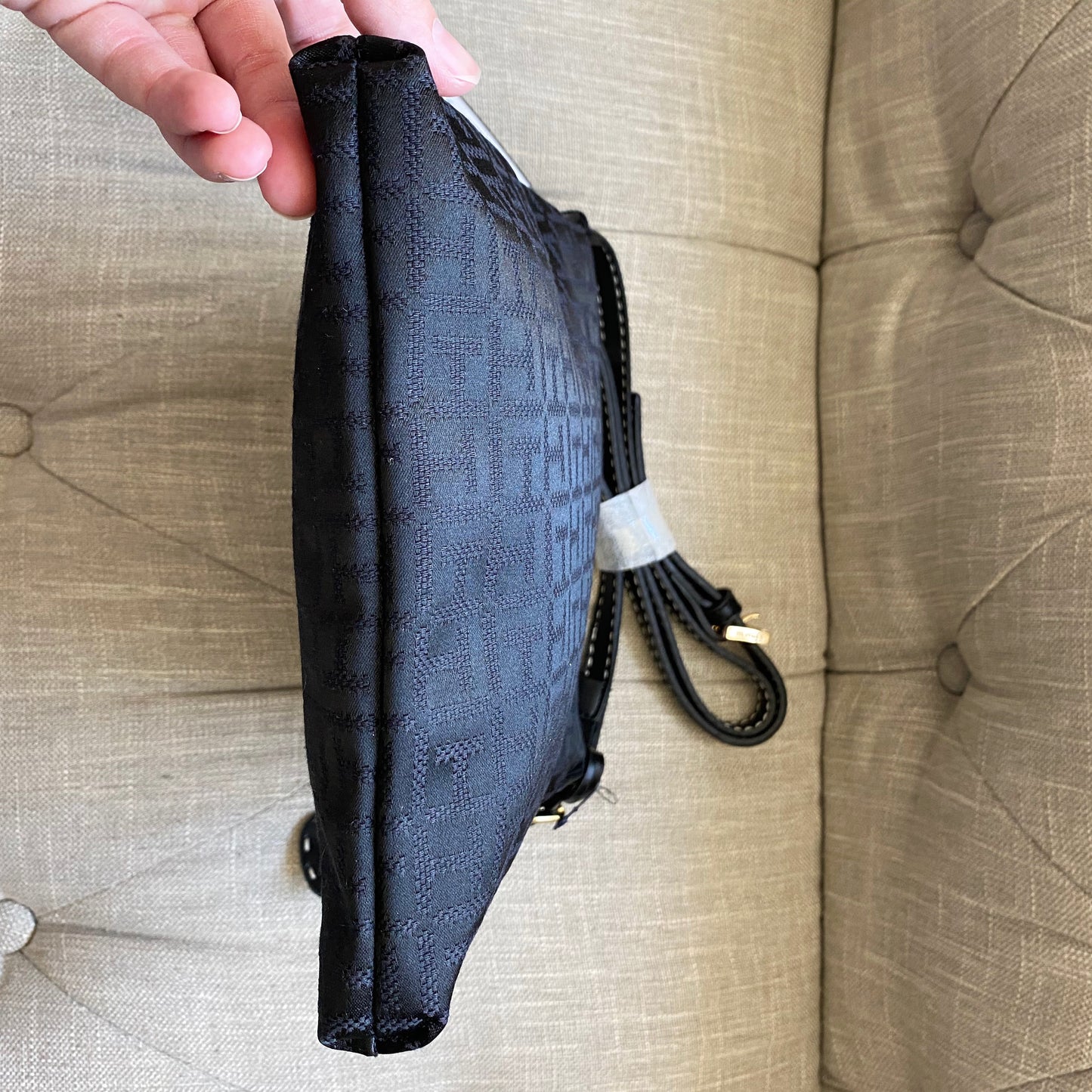 Tommy Hilfiger Black Monogram Nylon Crossbody Bag