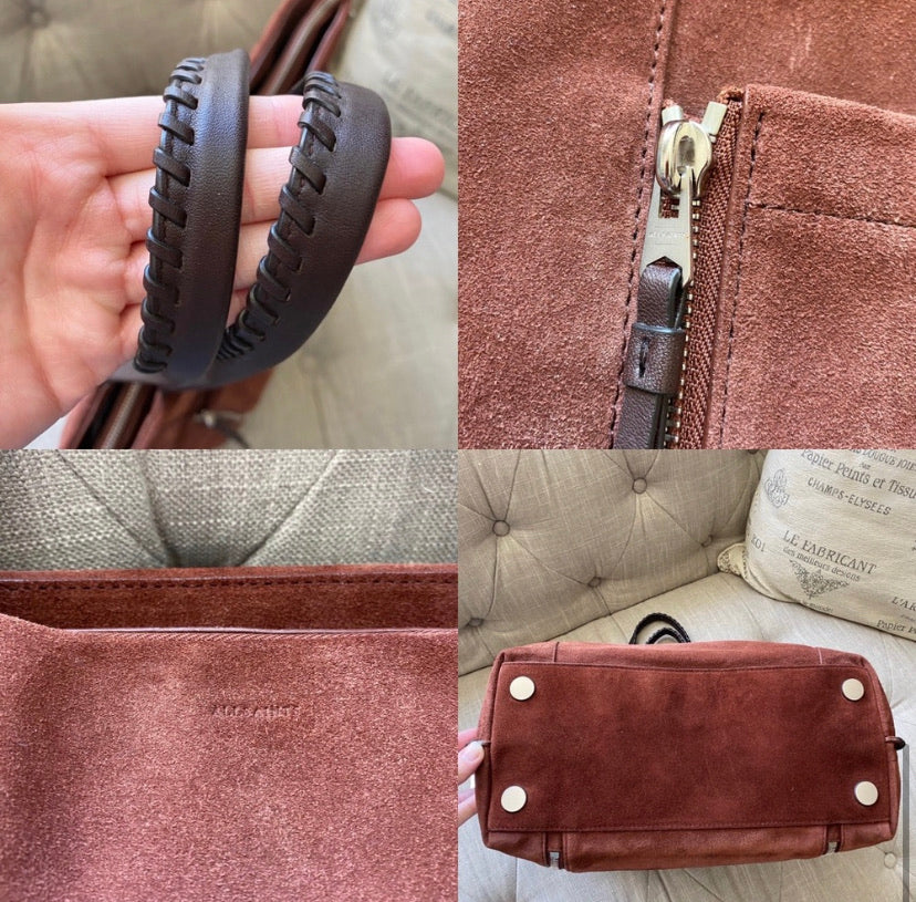 All Saints Fleur De Lis Suede Leather Tote