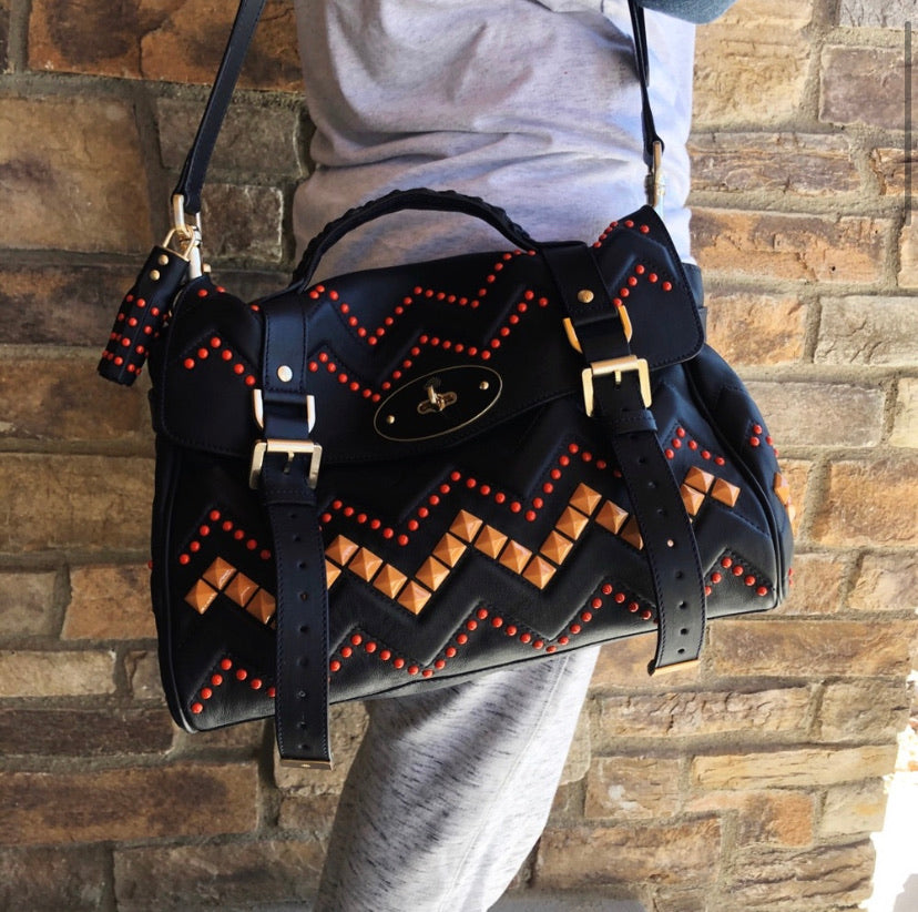 Mulberry Zig Zag Alexa Studded Embroidered Bag