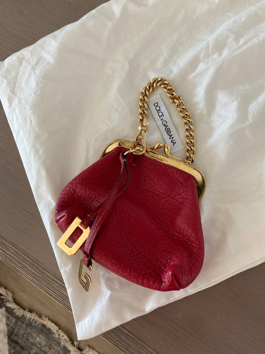 Dolce & Gabbana Leather Kisslock Chain Wristlet